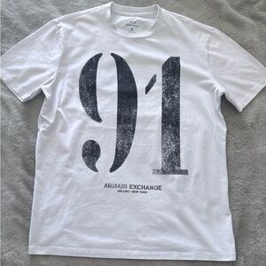 Armani Exchange White T-Shirt with Black Graphic Detail